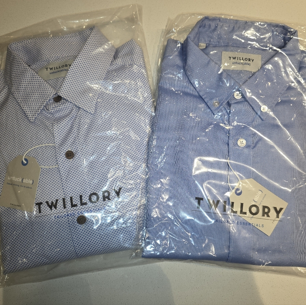 2 Twillory Untuck(able) Dress Shirts NWT Size M